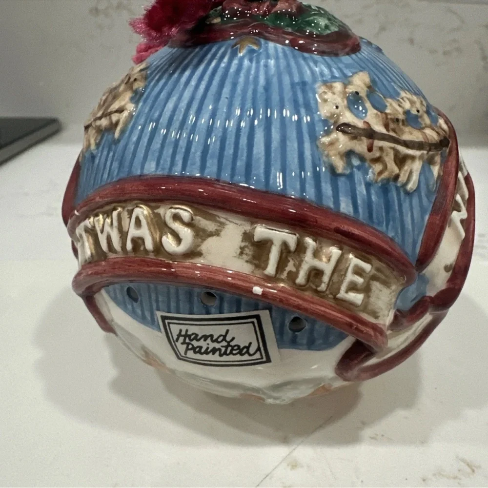 Vintage Fitz and Floyd Hand Painted Christmas Pomander diffuser Ball Ornament